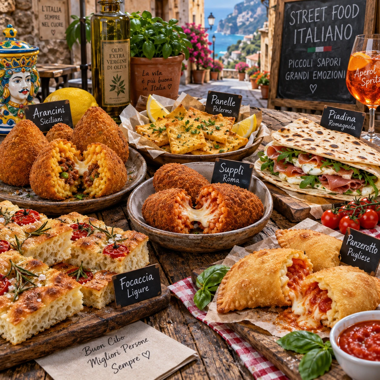 Street food italiano: dagli arancini siciliani alla piadina romagnola